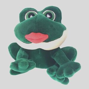 Russ‎ Berrie Smooches Frog Velvet Plush Green Kissing Sounds 11" Funny Stuffed